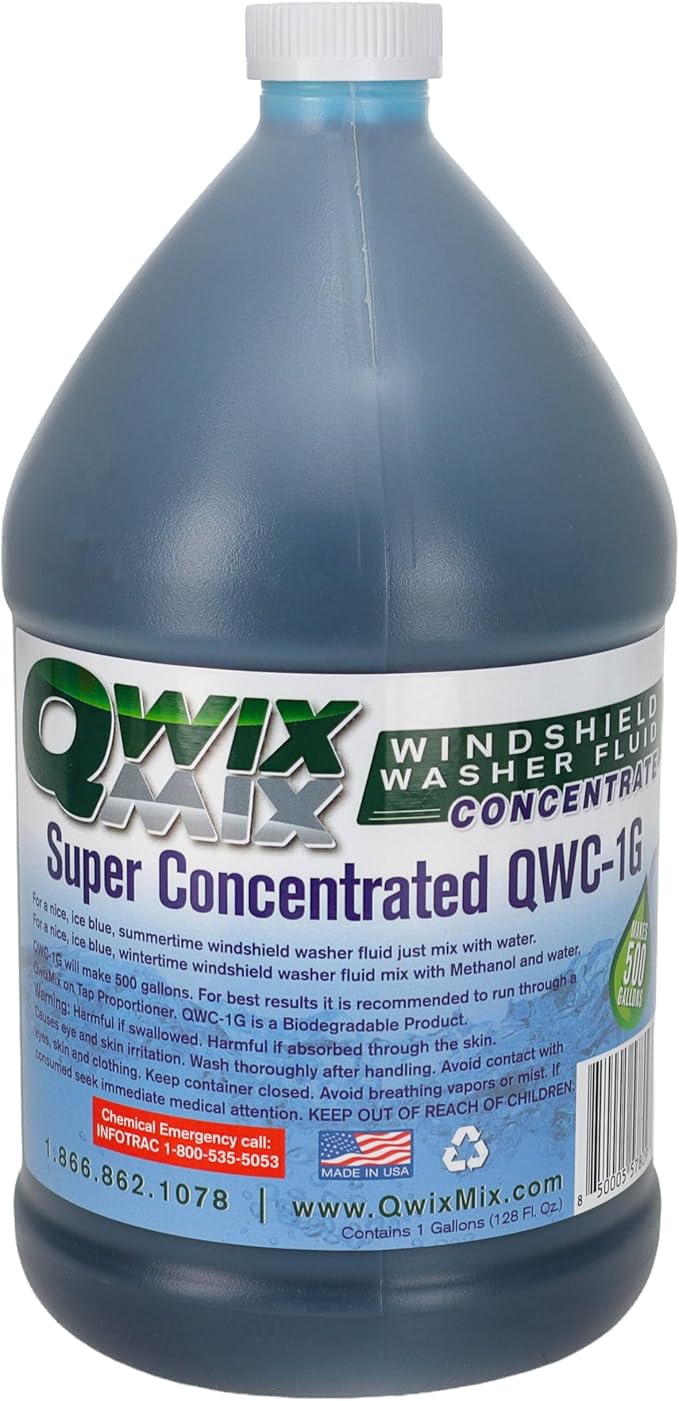1-Gallon Windshield Washer Fluid Concentrate, Makes 500 Gallons, Biodegradable Bug, Grime & Dirt Remover Fluid, Commercial-Grade Streak-Free Glass Cleaner for Cars, Trucks & Fleets