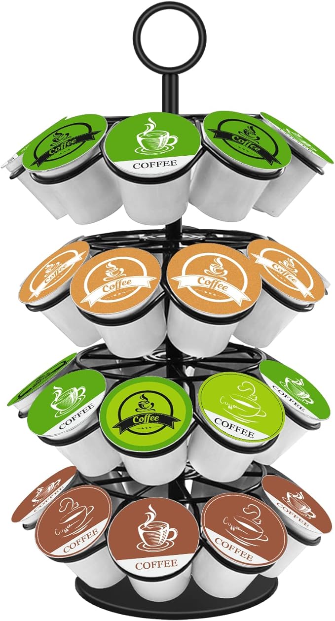 KIMIUP Coffee Pod Holder, K Cup Organizer Compatible with K-Cups(36 Pods), Kitchen Detachable Coffee Pod Organizer for Countertop, Spins 360-Degrees