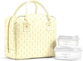 Fit & Fresh Bloomington Lunch Bag for Women - Insulated Large Lunch Box for Work with Containers, Leak-Resistant, Stain-Resistant, Zipper Closure, Butter Yellow Tiny Flowers