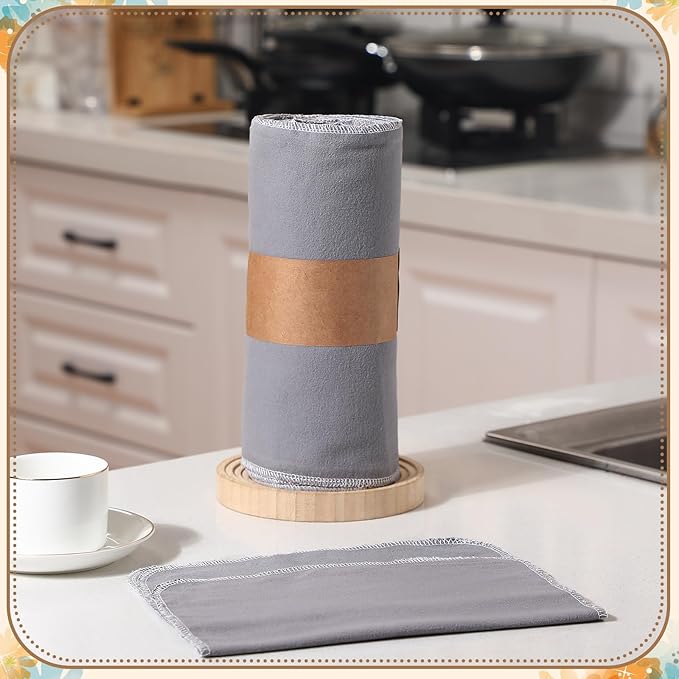 36 Pack Vintage Reusable Cleaning Cloths Washable Cotton Kitchen Towels for Home (Gray)