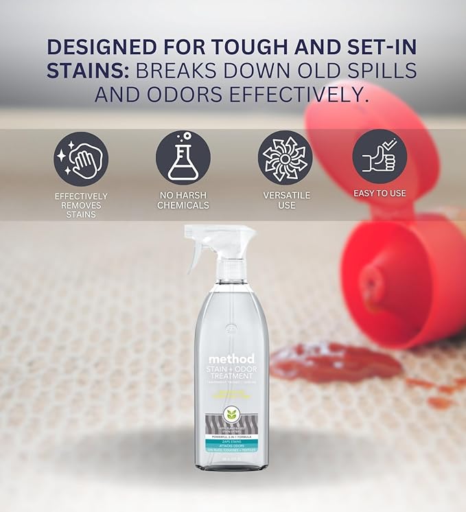 Spearmint Sage Scent Stain and Odor Remover Spray 20 oz Bundle with Microfiber Cloth - Plant-Based Stain Lifters & Odor Fighters for Carpets, Upholstery & More - (3 Items)