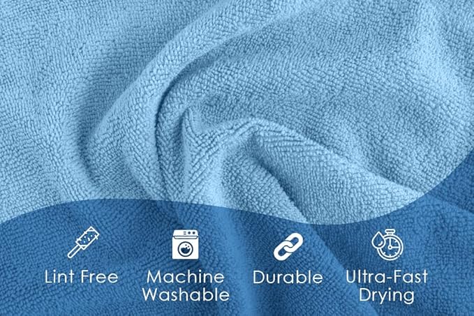 Avalon Towels Microfiber Cleaning Cloths (Value Pack of 36) - Size 16 x 16 Inches, Highly Absorbent Cleaning Rags, Lint Free, Reusable and Washable, Microfiber Towels for Cars