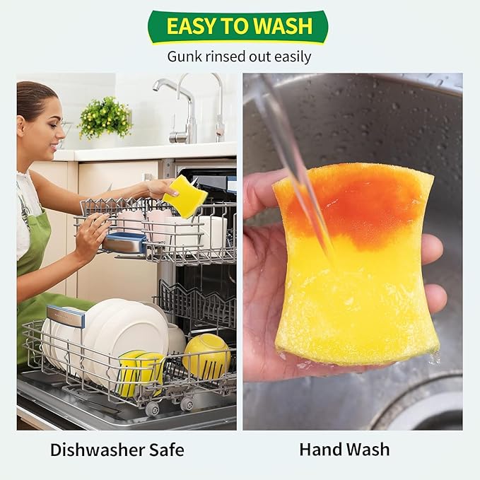 HOMERHYME Heavy Duty Sponges 60 Pack, Double-Side Scratch-Free Dish Sponges for Kitchen, Sturdy Multipurpose Cleaning Supplies for Home, Kitchen, Bathroom & Household