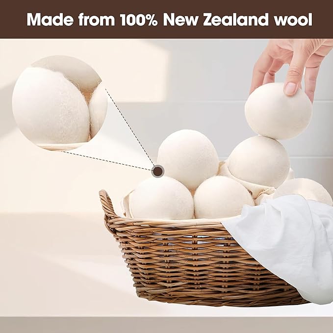 Reusable Wool Dryer Balls, 3.2-inch Handmade Felted Wool Balls (3-Pack), Softens Clothes, Naturally Reduces Drying Time and Static Electricity