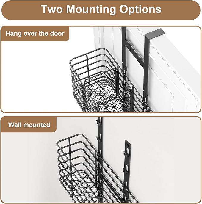 Yuyetuyo 5-Tier Over The Door Organizer Bathroom - Hair Dryer Holder - Hair Tool Organizer Adjustable Height, DIY Bathroom Storage Shelf Wall Mounted for Flat/Curling Irons, Straighteners, Skincare