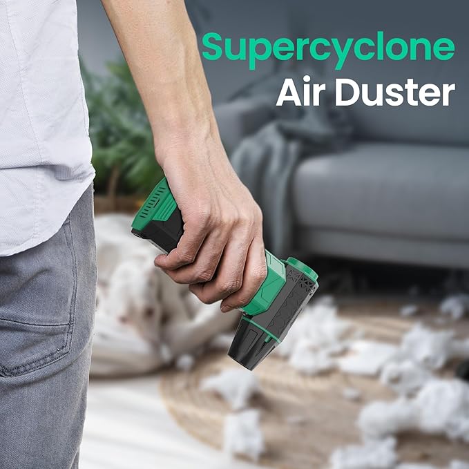 Electric Air Duster Upgraded, 130000RPM Snow Blower Compressed Air Duster, 2 * 4000mAh Removable Batteries, Cordless Air Blower Electric Cleaner Kit for PC/Keyboard/Car, Replaces Compressed Air Cans