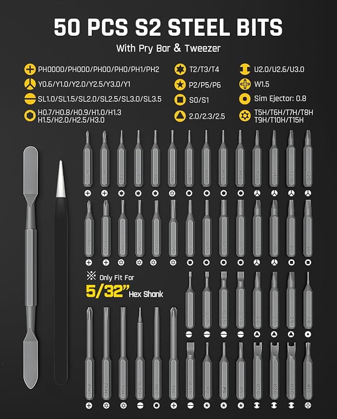 Fanttik E2 Ultra Mini Electric Screwdriver, Cordless Screwdriver, Max 0.6N.m, 50 Magnetic Bits, 5/32'' Hex, Magnetic Storage, Repair Tool for Electronics, Camera, Laptop, and PC Build (Red)
