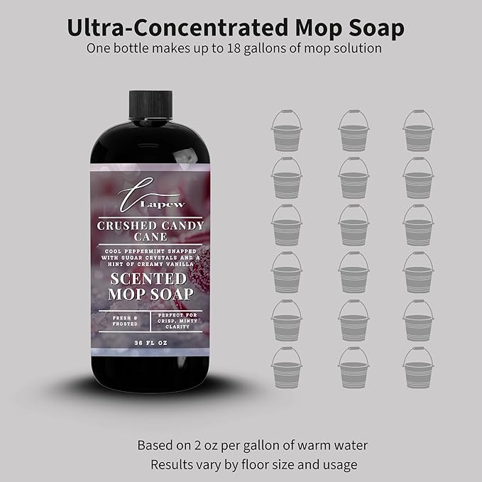 Lapew Crushed Candy Cane Scented Mop Soap - Luxury Floor Cleaner Concentrate for Mopping Tile, Laminate, Vinyl & Hardwood | Streak-Free, Low-Foam | 36 oz