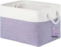 Large Storage Baskets- 15x11x10 inch Storage Bins for Shelves and Closet Organizing, Foldable Fabric Bin for Home Organization Clothes and Laundry (1-Pack, White&Purple)