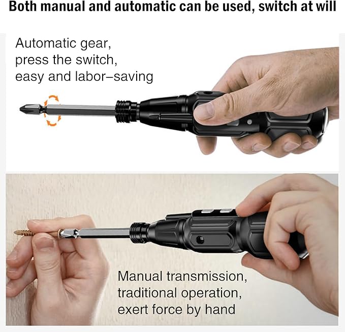 Electric Screwdriver Cordless Rechargeable Power Screwdriver Set, Portable Automatic Home Repair Tool Kit with LED Lights & USB Charging Cable for Men (1PCS)