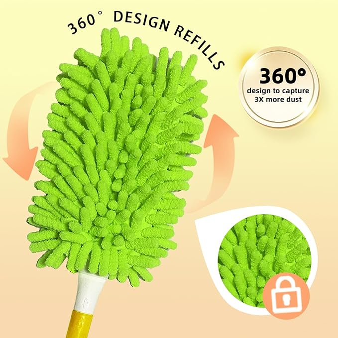 Reusable Duster Refill Compatible with Swiffer Hand Duster - 360 Heavy Duty Duster Refill - Microfiber Ceiling Fan Duster for Swiffer Dusters Extended Handle, 8 Pack (Handle is Not Included)