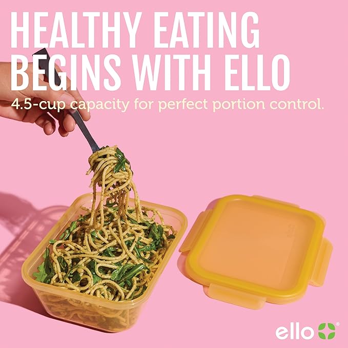 Ello Snap & Nest 10-Piece 4.5 Cup Plastic Meal Prep Set, Reusable Food Containers for Healthy Eating, Freezer, Dishwasher Safe, Desert Festival
