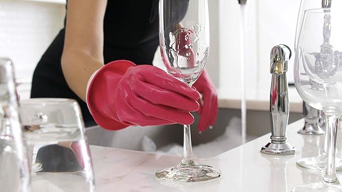 Casabella Premium Waterblock Reusable Household Cleaning Gloves, Medium