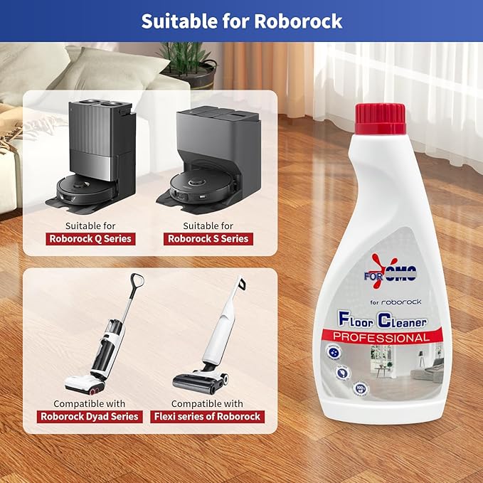 2 Bottle Original Scent Floor Cleaning Solution - For Roborock Robot Vacuum & Mop, Deep Cleans Hard Floors, Works With All Mopping Robot Vacuums