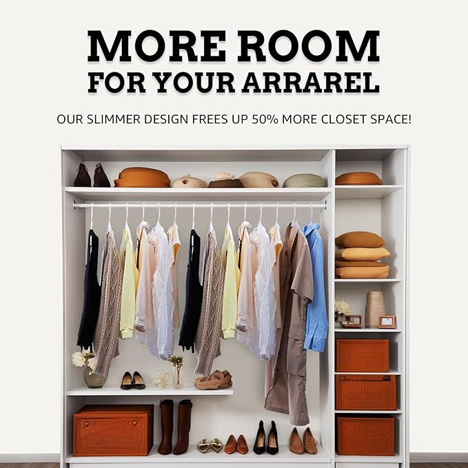 Our Modern Space 30 Pack Adult Plastic Hanger for Shirt Pants Coats Dresses Skirts Suits Jackets - Standard Thick Coat Hanger - Sturdy & Durable Design with Shoulder Grooves Hook - White
