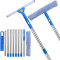 Professional Window Cleaning kit, 2-in-1 Window Squeegee with 122" Extension Poles, Suitable for Indoor & Outdoor Windows, High Glass, High Windows, Multi-Purpose Car Windshield Cleaning