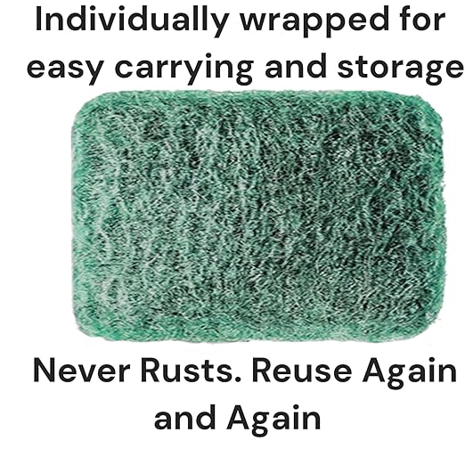 16-Pack Individually Wrapped Green Stainless Steel Soap Pads | Reusable Steel Wool Soap Pads | Leak-Proof Scouring Pads Metal Scrubber