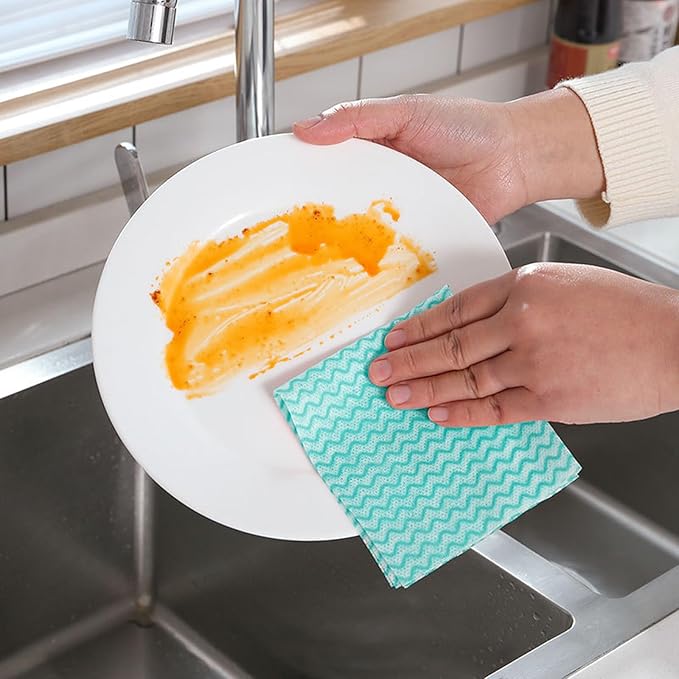 Disposable Kitchen Cleaning Towel Disposable Dish Cloths, Reusable Wipes Heavy Duty Cleaning Rags 50 Count/Pack