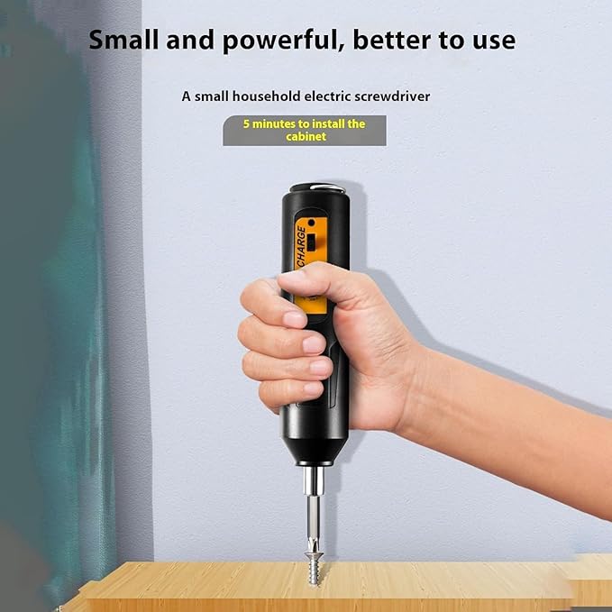 Electric Screwdriver, Mini Portable Automatic Home Repair Tool Kit with Led Light, USB Rechargeable Cordless Magnetic Screwdriver (02)