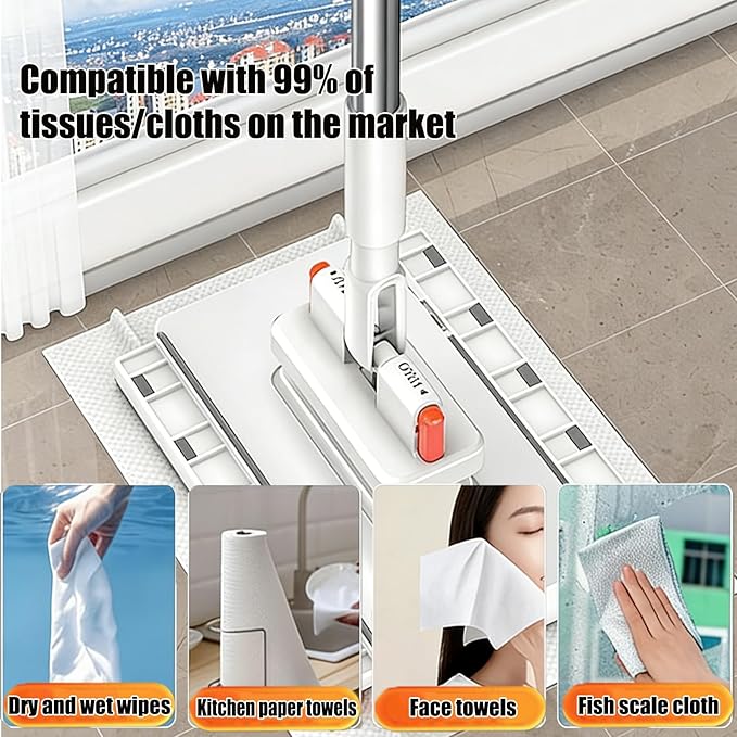 Snap Grip Mini Mop, Clever Zero Touch Cloth Changing Mini Mops, 39 Inch Retractable Gap Dust Cleaner Lazy Mops with Locking Head & Sweeping Cloths for Multi Cleaning