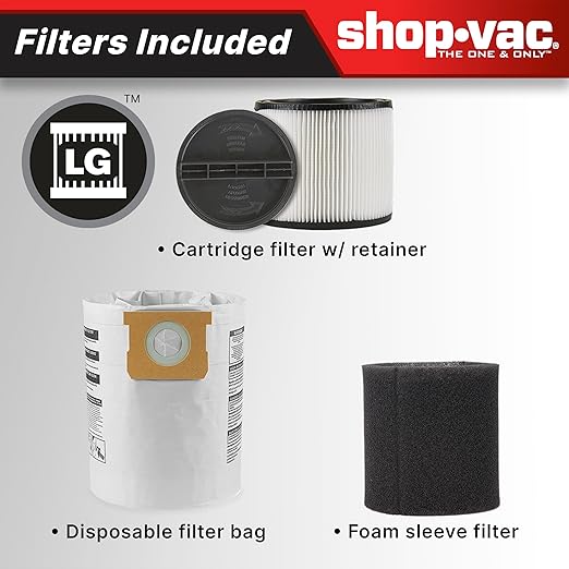 Shop-Vac 5761011 10 Gallon Wet/Dry Shop Vacuum, 4.5 Peak HP, 1.5 Inch Diameter x 7 Foot Hose, 12 Foot Cord, Ideal for Home, Garage, and Workshop Cleaning