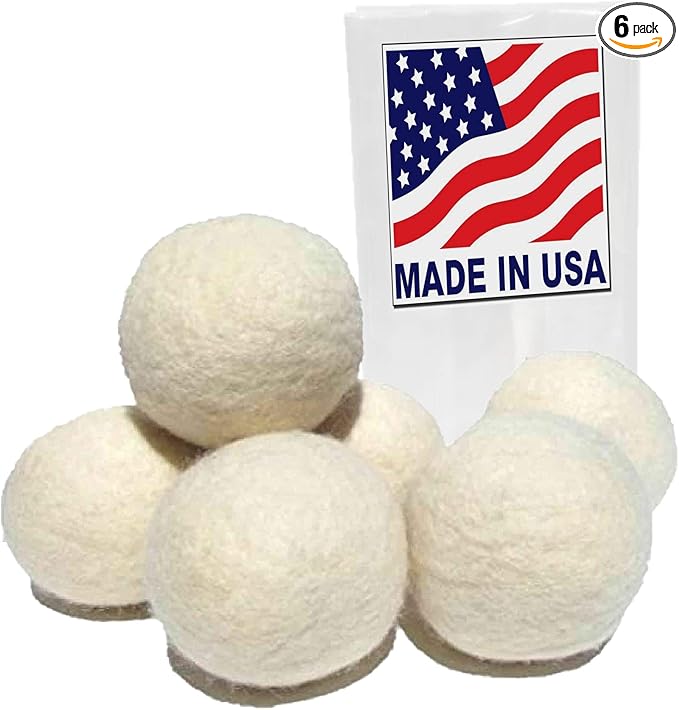 6 Eco-Friendly Wool Dryer Balls -Set of Six 100% Handmade, Natural and Unscented