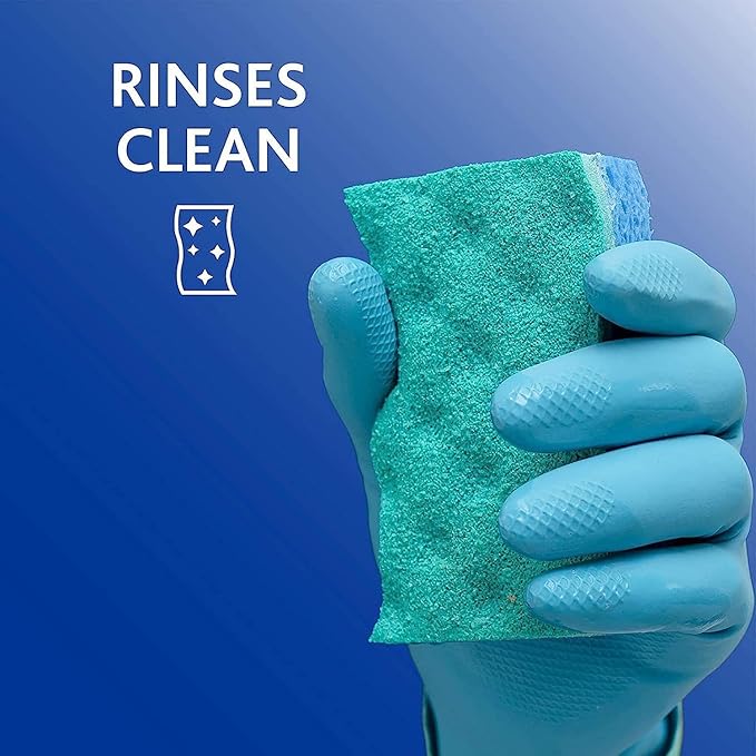 O-Cedar Multi-Use Scrunge Scrub Sponge (6 CT) with Playtex Living Reuseable Rubber Cleaning Gloves (Medium, 3 Pairs)