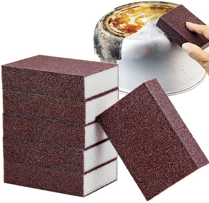 5 Pack Emery Magic Wipe Sponge, Nano Carborundum Sponge, Emery Sponge Brush Eraser Scrub, Pot Scrubber Scouring Pad Kitchen Magic Cleaning Sponge for Removing Rust Cleaning Pots and Pans