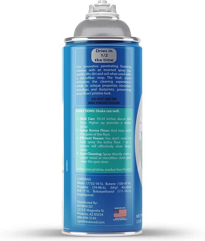 ADVANCED Sealers & Cleaners Aerosol Foaming Floor Cleaner - No Rinse Multi Surface Cleaner for Porcelain, Vinyl, Laminate, Tile, & Hardwood 19 oz - 6 Pack