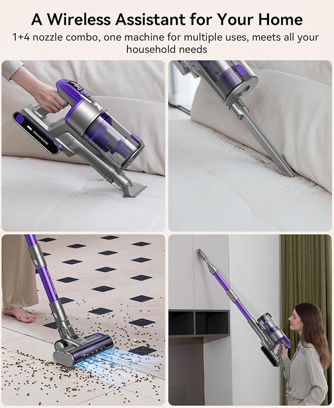 Redroad Cordless Vacuum Cleaner 55,000Pa 70Mins Vacuum Cleaner 150,000PRM, 18-Layer Filtration Vacuum, Self-Standing Vacuum Cleaners for Home with 1600ml Cup for Pet Hair Carpet Hardwood Floor Car X18