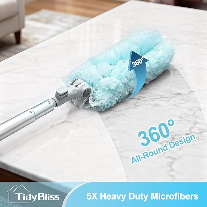 6 ft Extendable Dusters for Cleaning Compatible with Swiffer, Super Long Handle Dusting Wand Kit with 10 Refills, 360 Degree Heavy Duty Microfibers Dust Removing Tool for Ceiling Fan Wall