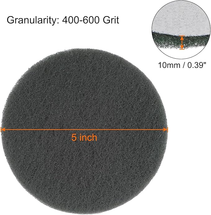 HARFINGTON 10pcs Drill Power Brush 5 inch Tile Scrubber Scouring Pads 400-600 Grit for Bathroom Kitchen Household Cleaning