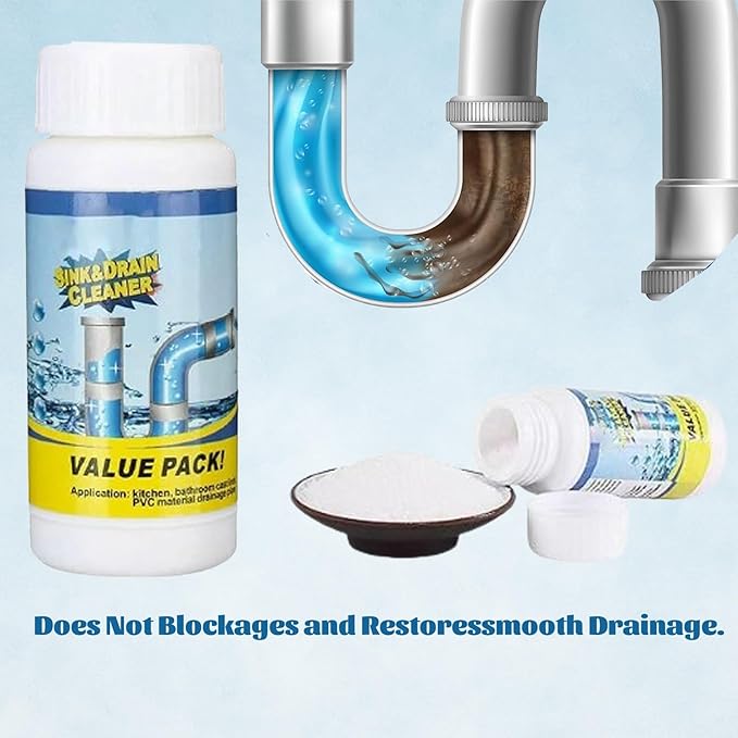 Powerful Sink and Drain Cleaner for Clogged Pipes, Kitchen, Bathroom and Shower (2PCS)