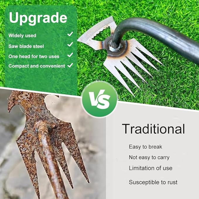 Weed Puller Tool Gardening Hand Weeder Tools,2025 New Weeding Artifact Uprooting Weeding Tool,6 Teethes Manganese Steel Weed Removal Tool, Dual Purpose Manual Weed Pulling Tool for Lawn Garden