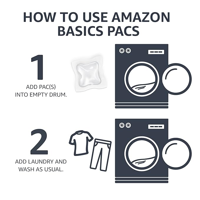 Amazon Basics Laundry Detergent, Hypoallergenic, Free & Clear, (New Packaging), 120 Count (Pack of 2)