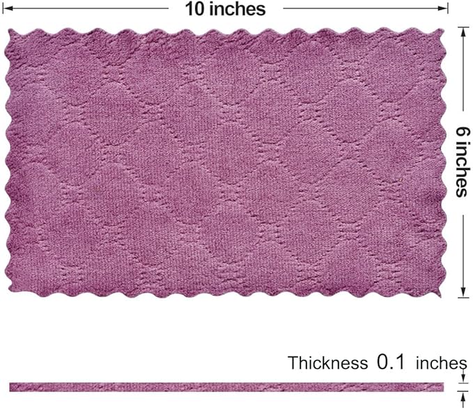 12PCS Kitchen Towels Dish Towels, Multipurpose Reusable Dish Cloths, Double-Sided Microfiber Cleaning Rags for Furniture, Tea, Bowl, 10x 6 inch