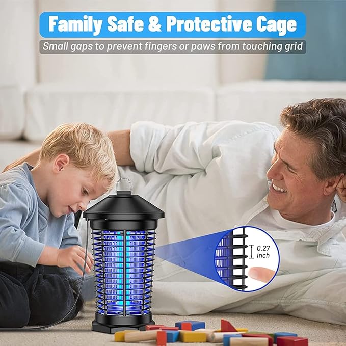 Bug Zapper Outdoor Electric, 5.8Ft Portable Mosquito Zapper Fly Zapper Indoor, 4000V High Powered Mosquito Killer Lamp, Hanging Waterproof Bug Light Zapper for Patio Backyard Home Garage Camping-Black