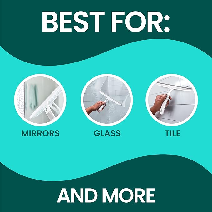 Scotch-Brite Dual Blade Squeegee, Safe on Mirrors, Glass Shower Doors, Windows and More, 4 Count