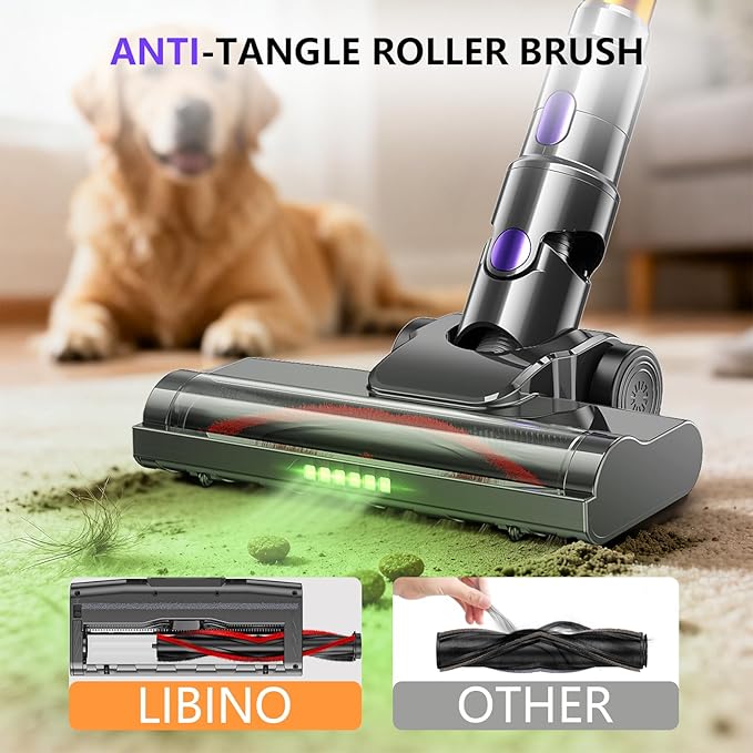 Cordless Vacuum Cleaner, 450W 48KPA 60Mins Vacuum Cleaners for Home,Anti-tangle Wireless Vacumm,Rechargeable Vacuum With Green Light,Powerful Stick Vacuum for Carpet/Hardwood Floors,Pet Hair,Purple