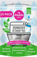 Dapple Baby Dishwasher Pacs, Hypoallergenic Dishwasher Pods Powered by Plants, Removes Milk Residue & Odor on Dishes, Baby Bottles & Kitchenware, Fragrance Free, 25 Count (Pack of 1)