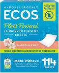 ECOS Laundry Detergent Sheets Vegan, No Plastic Jug, No Mess, Liquid Free - Hypoallergenic, Plant Powered Laundry Detergent Sheet - Magnolia & Lily - 114 Count (Pack of 1)