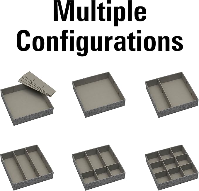 Household Essentials 3 Piece Drawer Organizers Starter Set, Customizable Inserts, Large Tray and 2 Small Trays, Silver