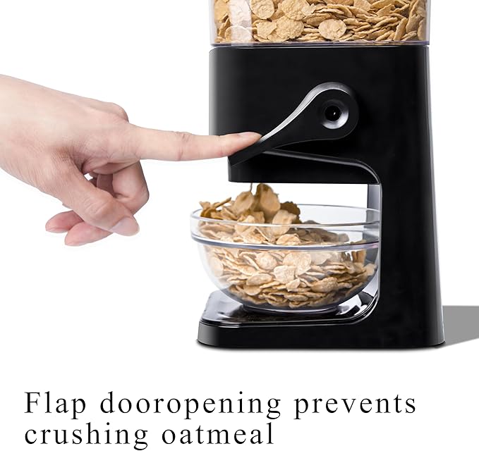 Cereal Dispenser Countertop, 5L Kitchen Organization Cereal Containers Storage, Desktop Candy Dispenser Plastic Cereal Dispenser, Snack Containers Can Hold Granola, Dry Food, nut, Grain (Black, 2Pc)