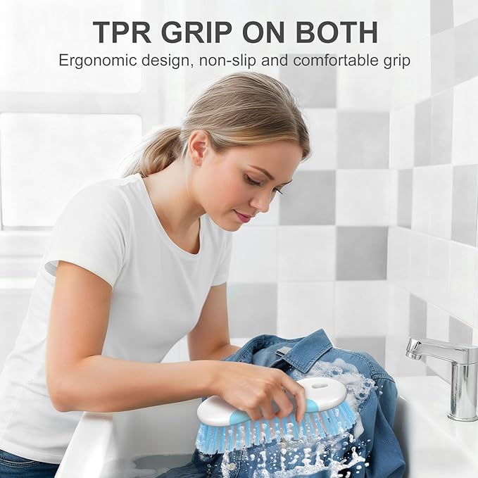 SetSail Multi-Purpose Scrub Brush of 2 Pack, Stiff Bristles Cleaning Brush with Non-Slip Grip Heavy Duty Scrub Brushes for Cleaning Bathroom Kitchen Tile Bathtub Sink, Blue