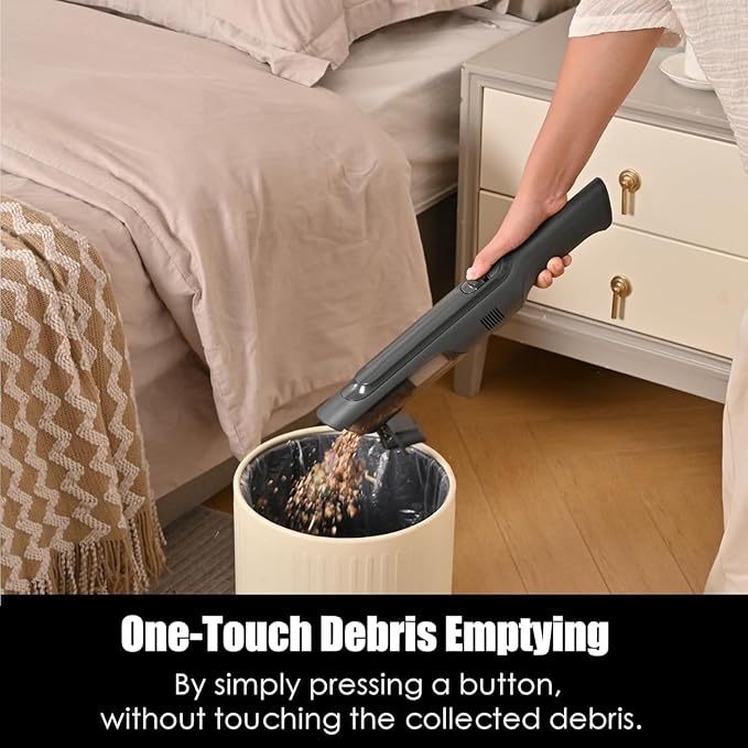 Handheld Vacuum Cordless, Lightweight 1.4lb with Powerful Suction, Charging Dock, Single Touch Empty and Detachable Dust Cup, Portable Mini Car Vac for Home Office and Pet Hair (Premium Grey)