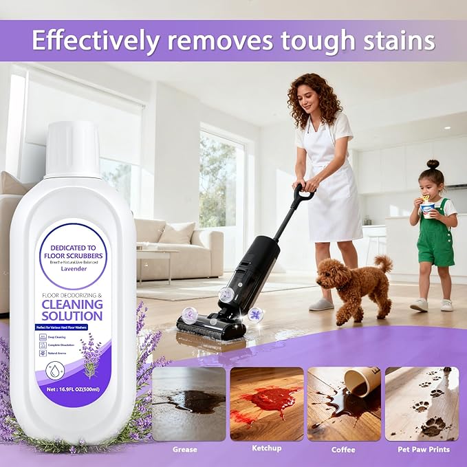 Floor Cleaning Solution Compatible with Tineco – Lavender Floor Cleaner – Long-Lasting, Fresh & Crisp Scent – For All Cordless Wet/Dry Vacuum Mop Cleaner & Robot Vacuums with Mopping (2 Bottle)