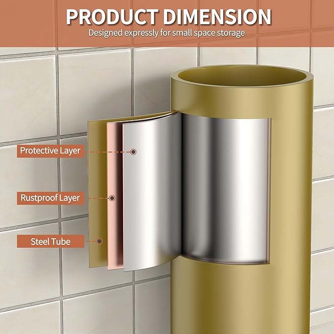 3-Tier Over The Toilet Storage, Freestanding Metal Bathroom Shelves, Space Saver Above The Over Toilet Storage Shelf for Bathroom (Gold)