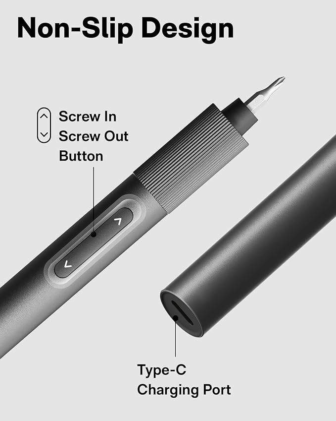 HOTO 25-in-1 Mini Electric Screwdriver, 3.7V Precision Screwdriver Set, USB-C Rechargeable, Compact Magnetic Tool for Phone, Laptop, Camera, DIY Projects, Electronics Repair