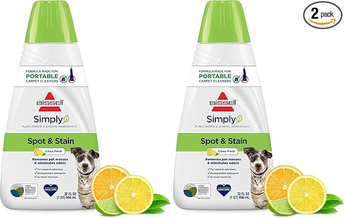 Bissell Simply Spot & Stain Portable Carpet Cleaner Formula,32 oz,3368,(Pack of 2)