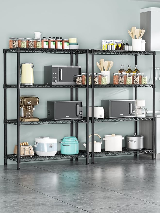 Golpart 4 Tier Heavy Duty Shelves Adjustable Storage Shelf Organizer Metal Garage Wire Shelving Unit Pantry 18" D x 36" W x 59" H,Black